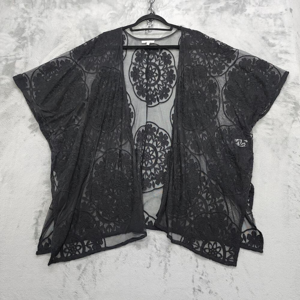 Maurices Swim Cover Women One Size Black Crochet Lace Mesh Open Front Boho Beach